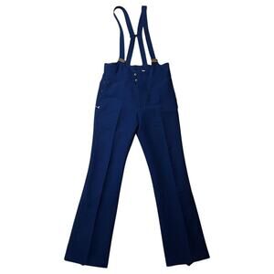 Vintage Feller Hosen Blue Wool Snow Ski Bib Overall Stir Up Pants Size 36 X-Long